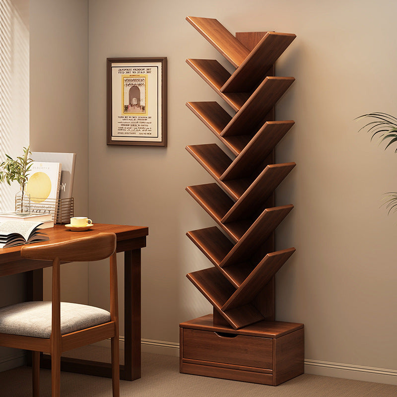 Tiered bookshelf, walnut finish