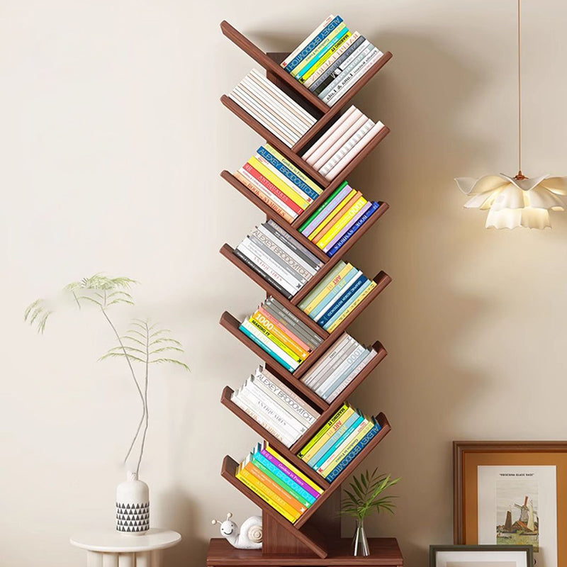 Slim tiered bookshelf in a home office
