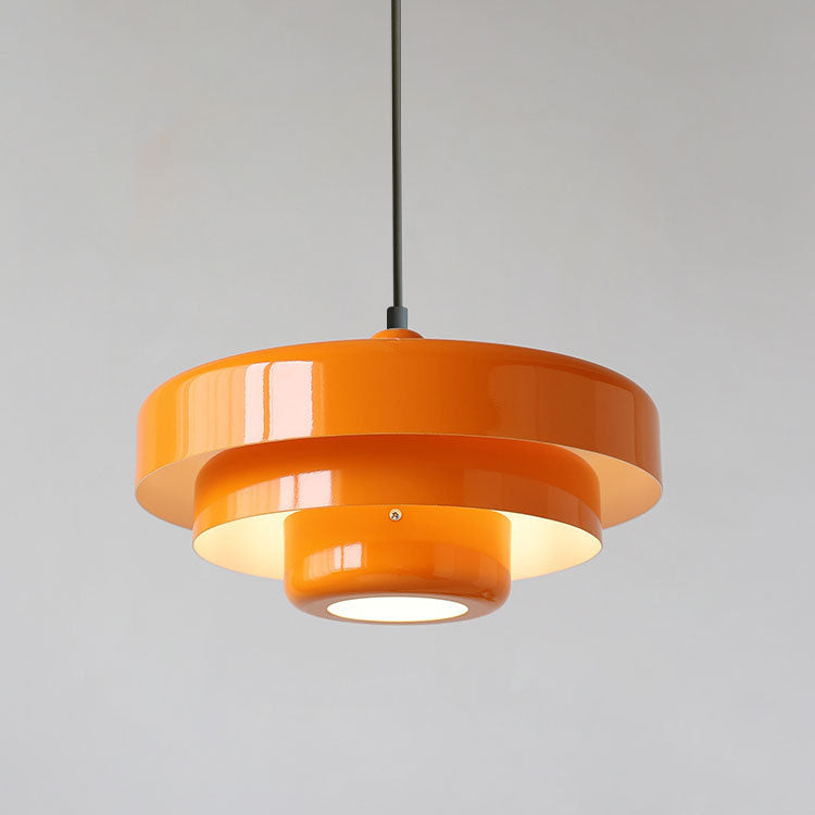 Orange layered pendant with black cord