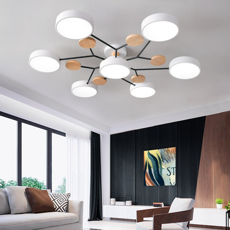 7-head molecule branch ceiling light in white