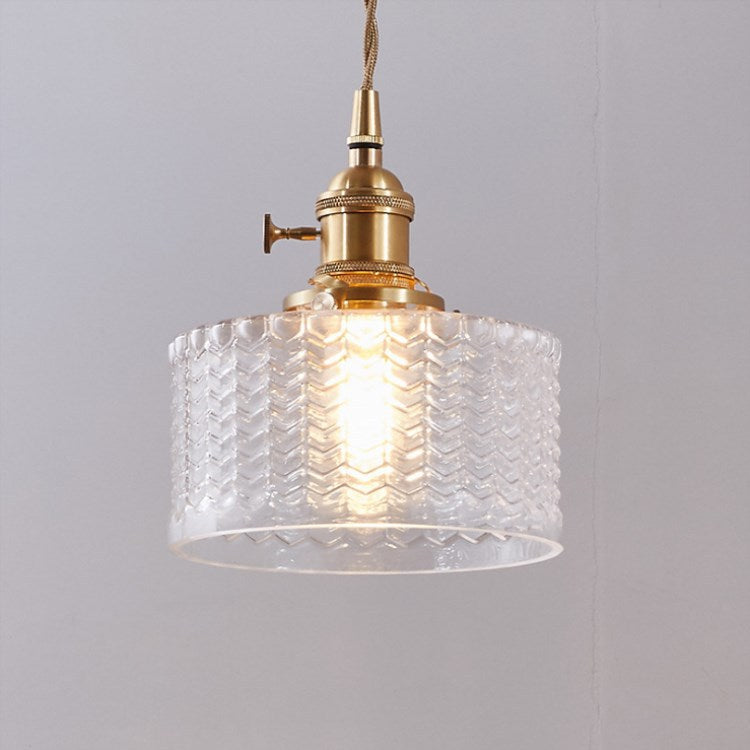 Glass jar pendant light close-up