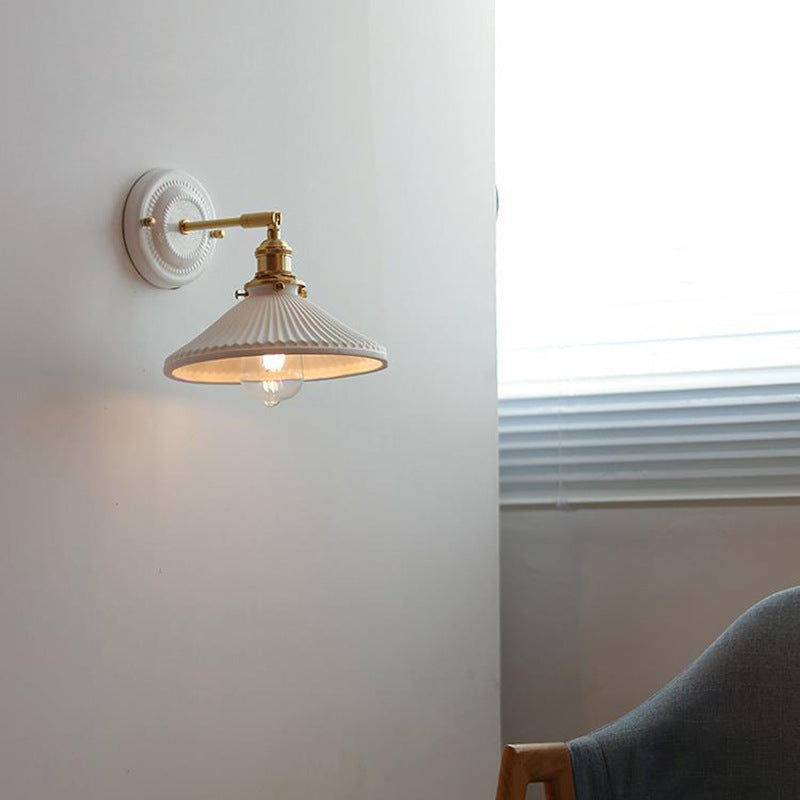 Ceramic and brass wall light, design A