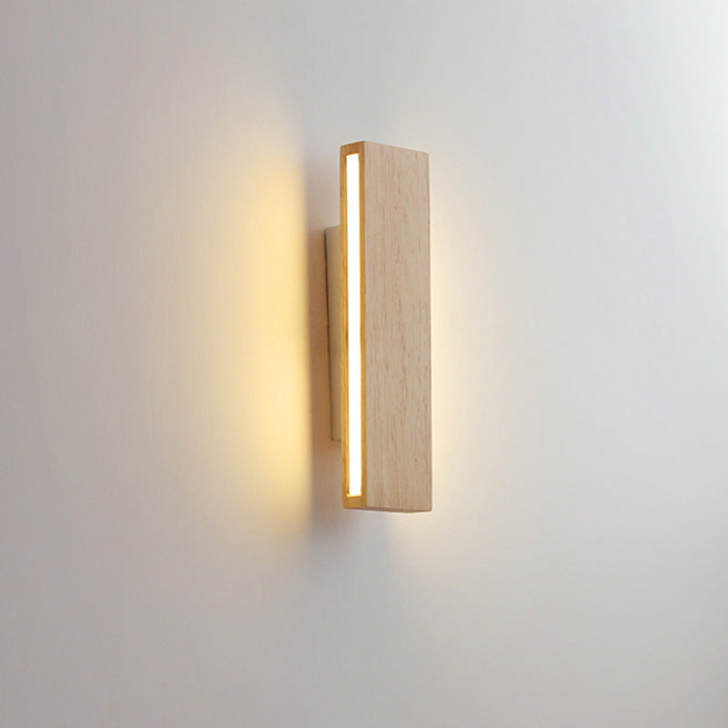 Wood wall light angled downwards