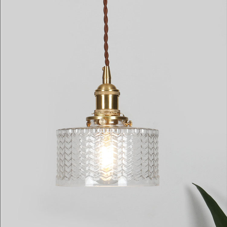 Clear glass jar pendant, small, lit