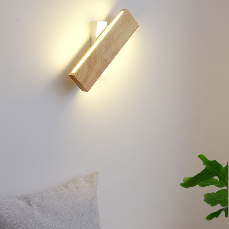 Large wood LED wall light, warm white