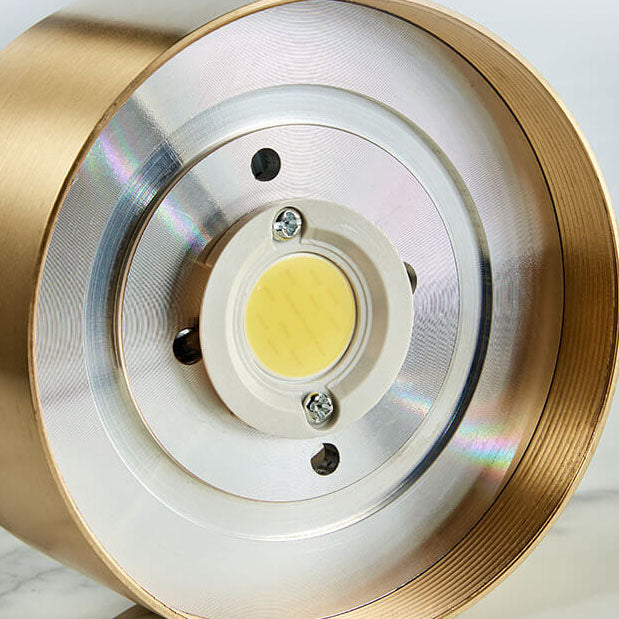 Copper flush light on ceiling