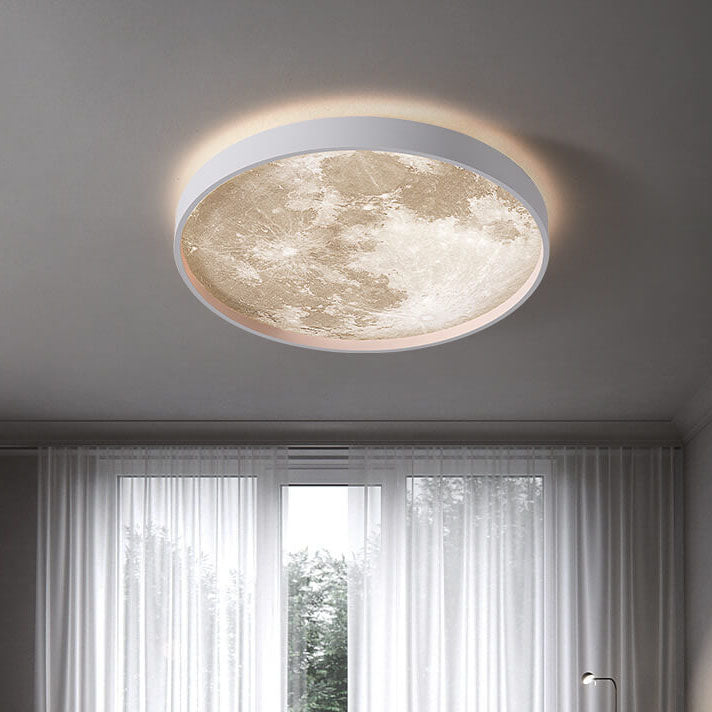 White moon ceiling light on ceiling