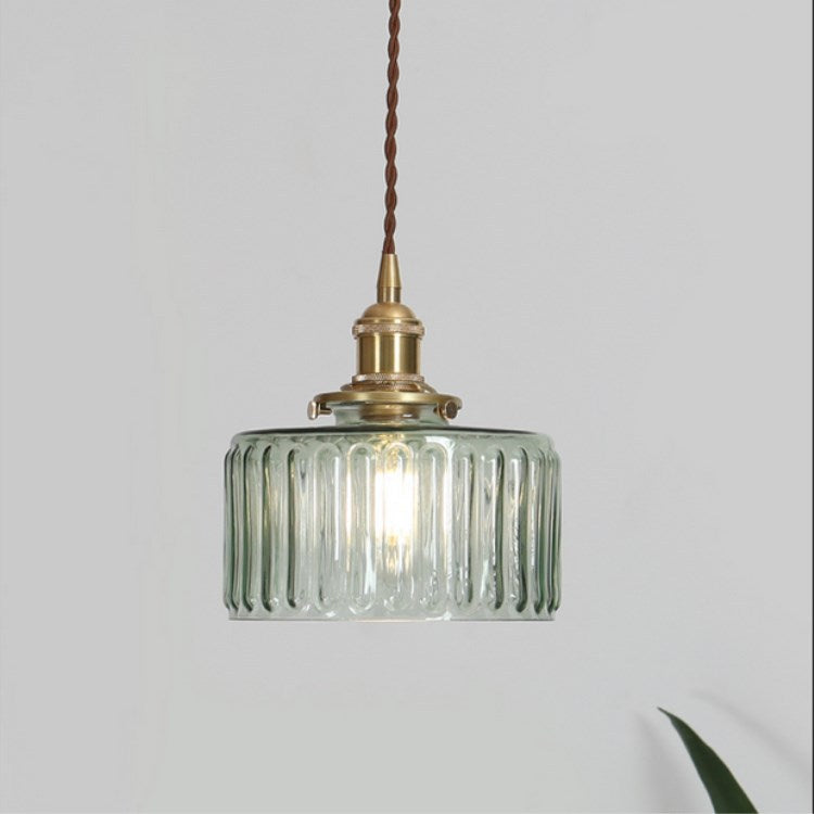 Green glass jar pendant, large size