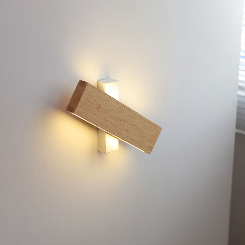 Wood LED wall light in cool white
