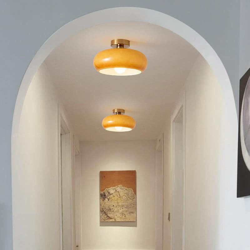 Orange round glass flush ceiling light