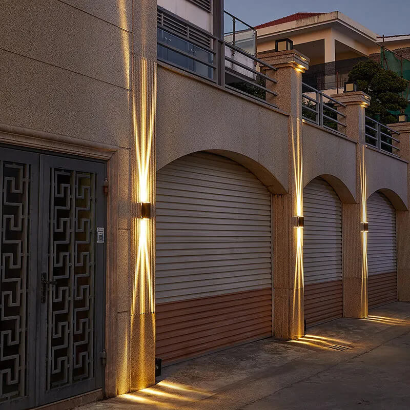 Outdoor wall light beam close-up