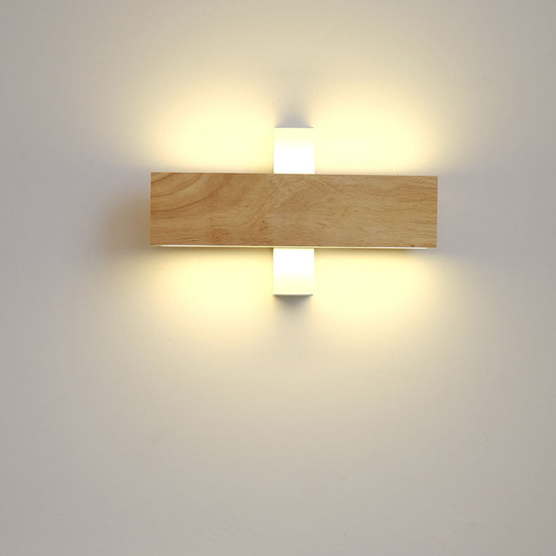 Wood wall light in a bedroom