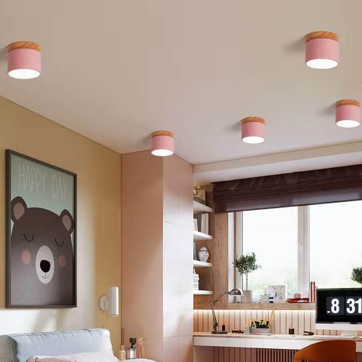 Pink macaroon LED flush ceiling light