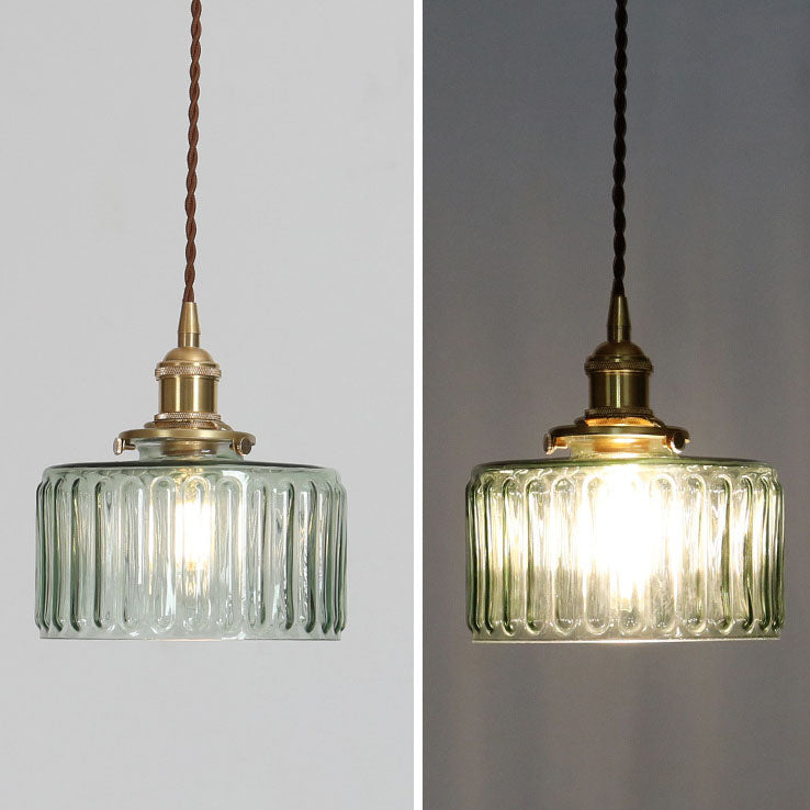 Glass jar pendant in a hallway