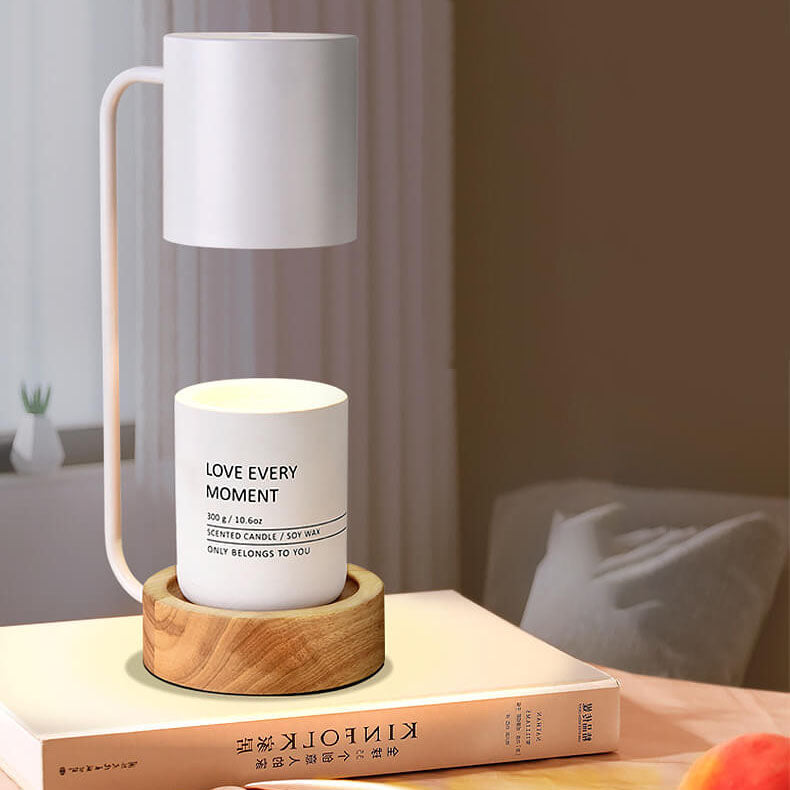 Candle warmer lamp wood base