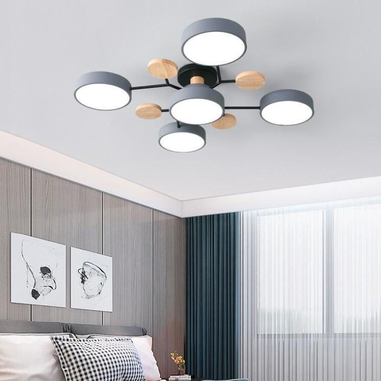 Molecule branch ceiling light lit