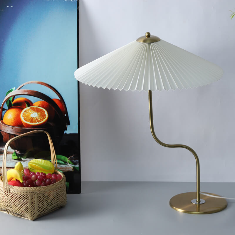 Pleated umbrella table lamp shade detail