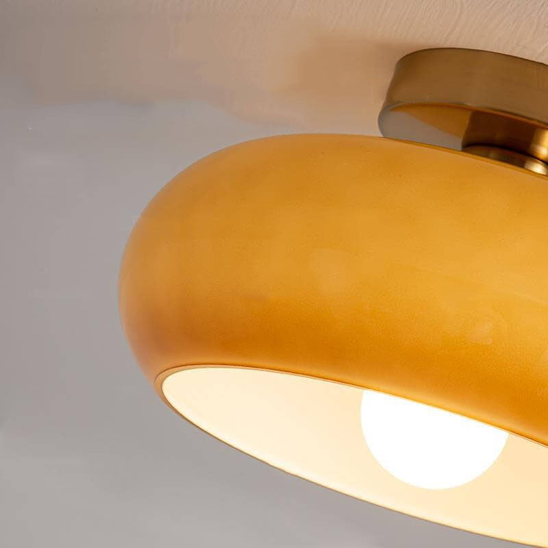 Round glass ceiling light detail