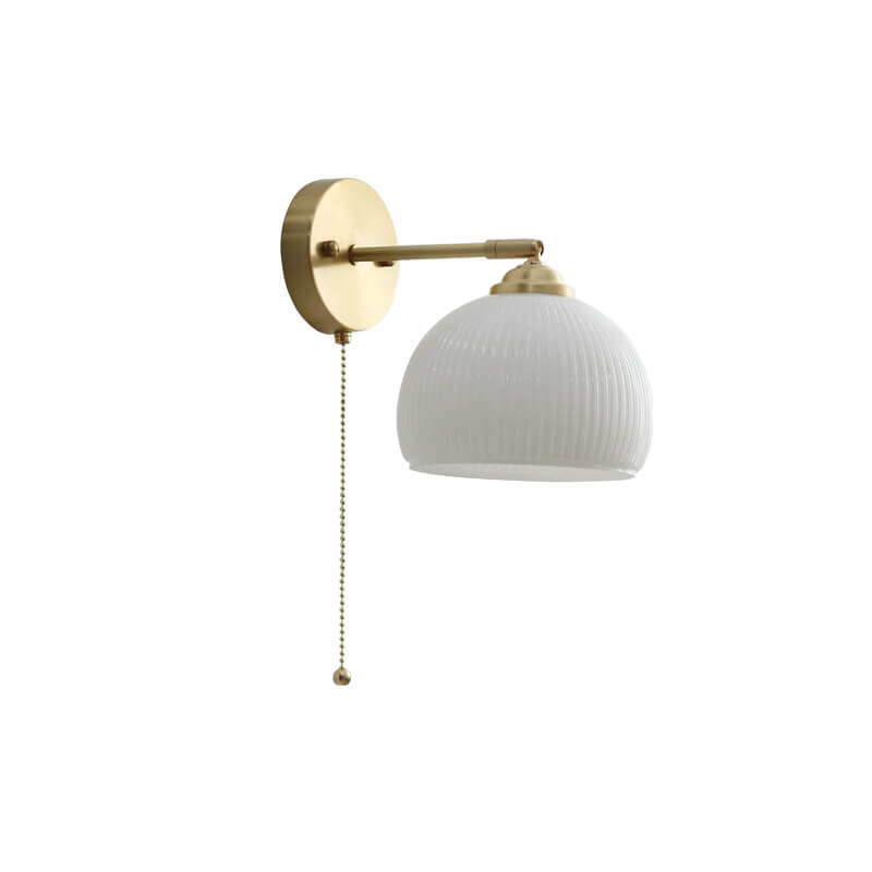 Striped glass wall light, design C, lit