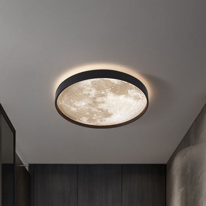 Black moon ceiling light lit