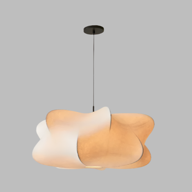 Silk pendant light with neutral white light