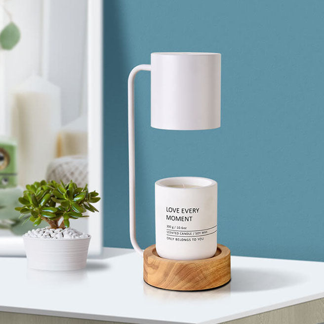 White candle warmer lamp with timer
