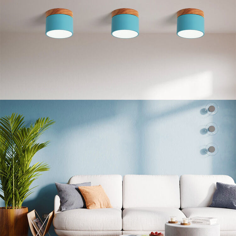 Blue macaroon LED flush ceiling light