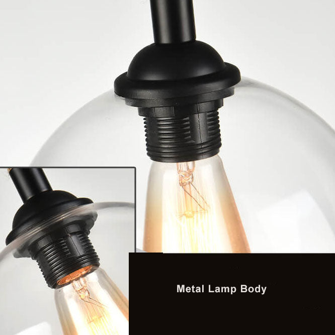Glass globe pendant metal fitting