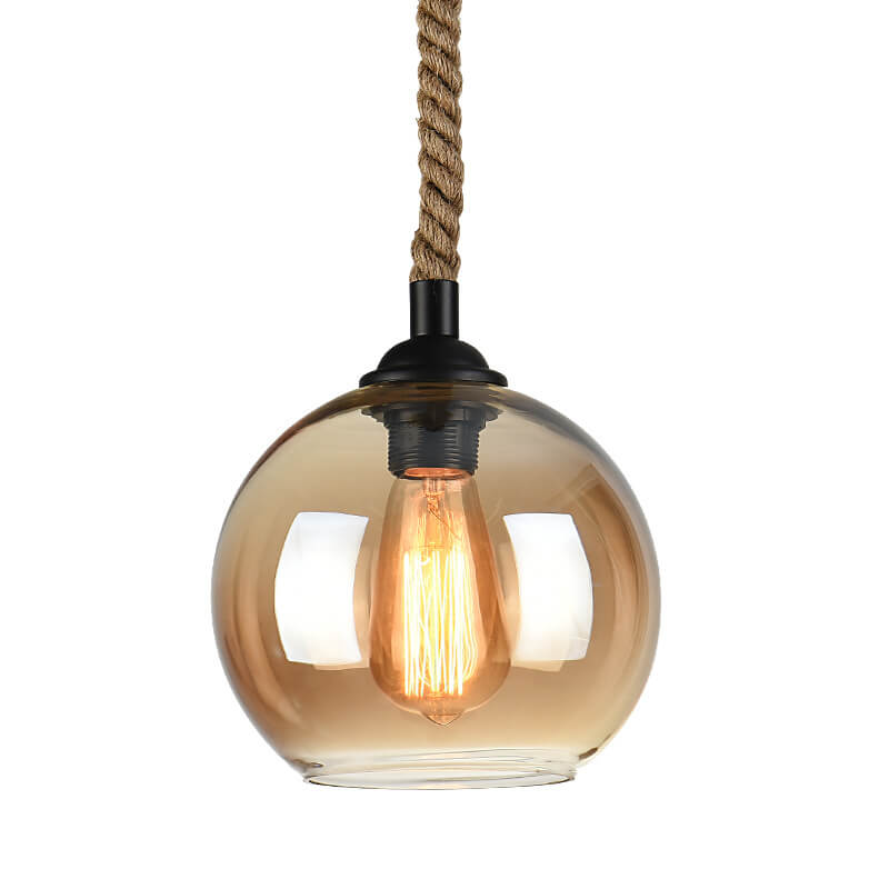 Amber glass globe pendant, 25 cm