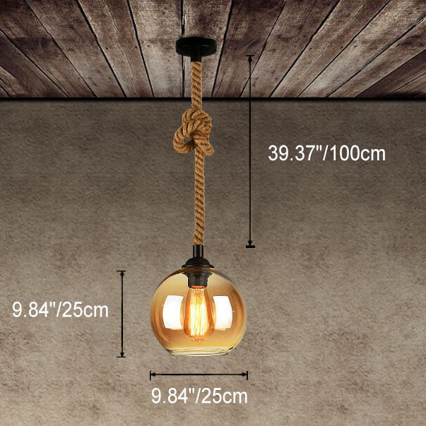 Rope pendant light in a room