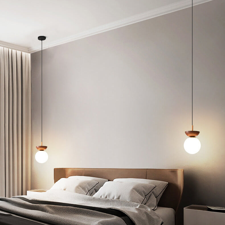 Glass orb light in a living room