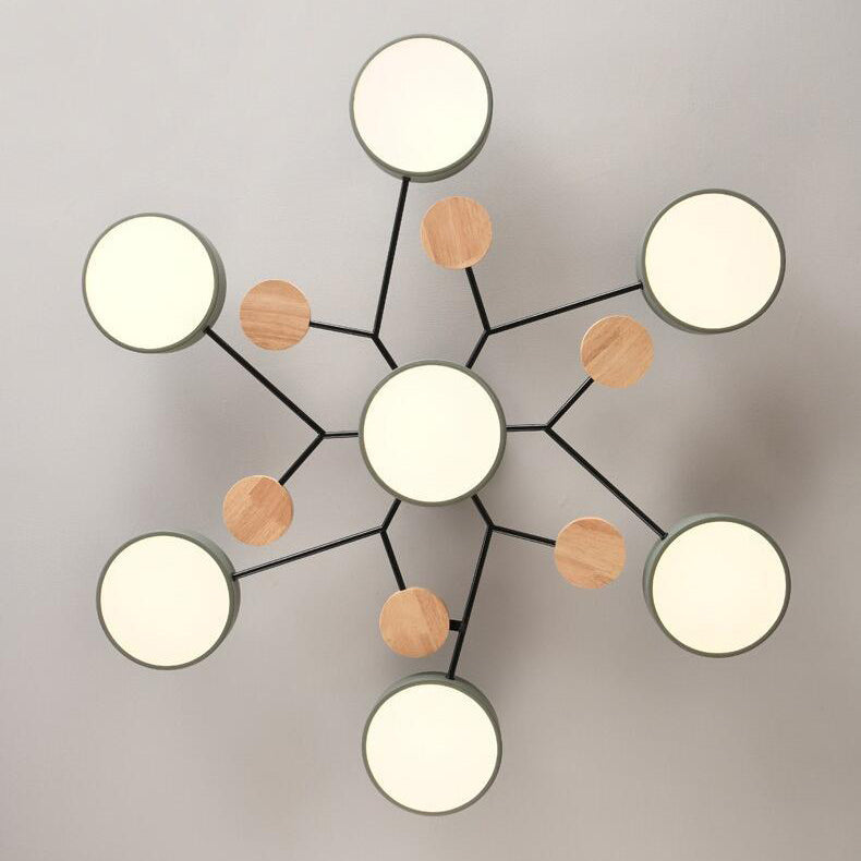 Molecule branch ceiling light in bedroom