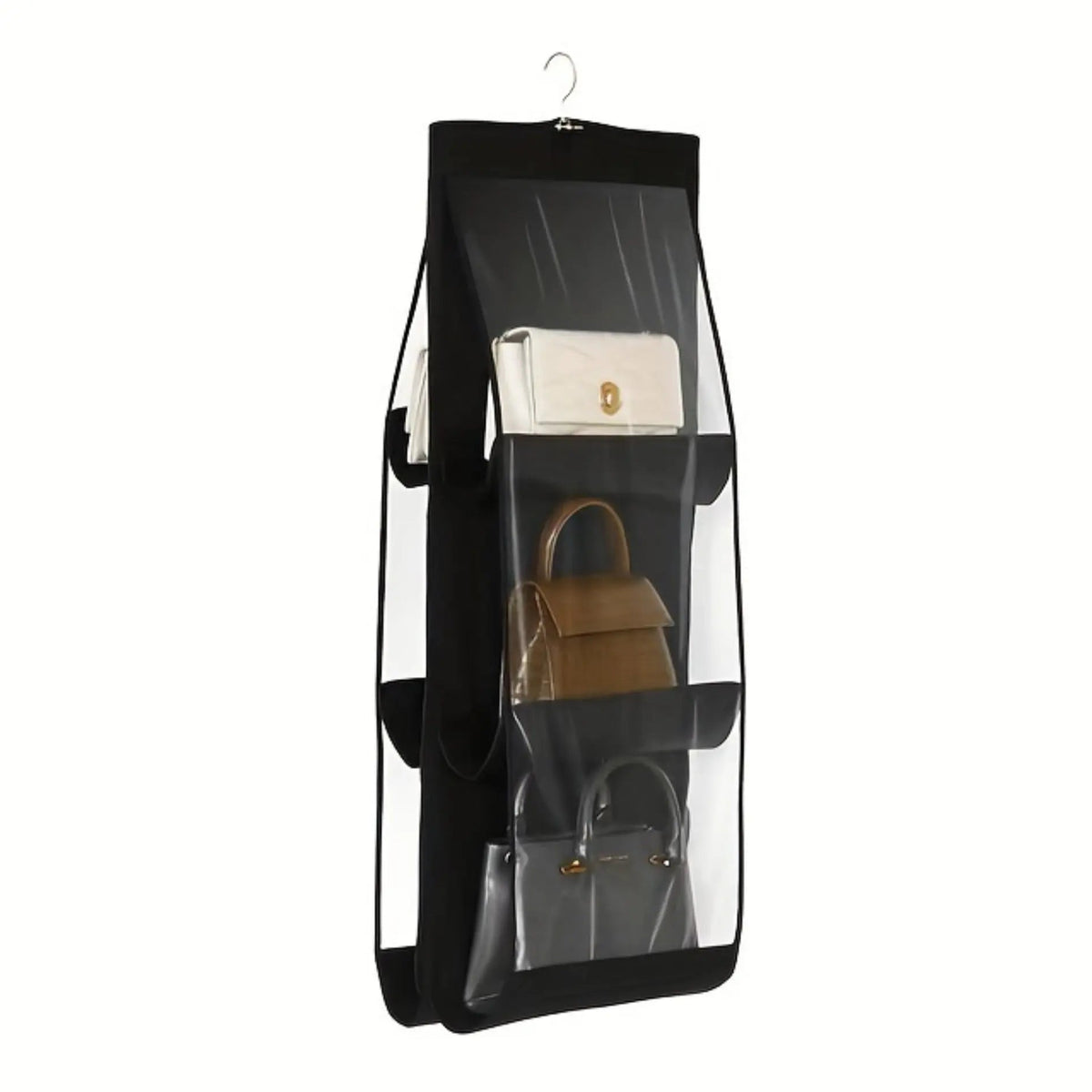 Black hanging handbag organiser