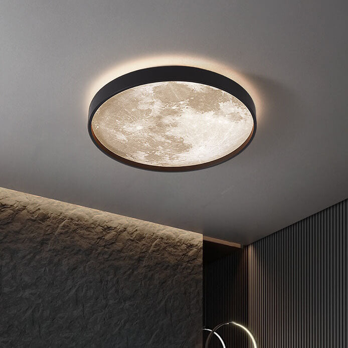Black moon ceiling light close-up