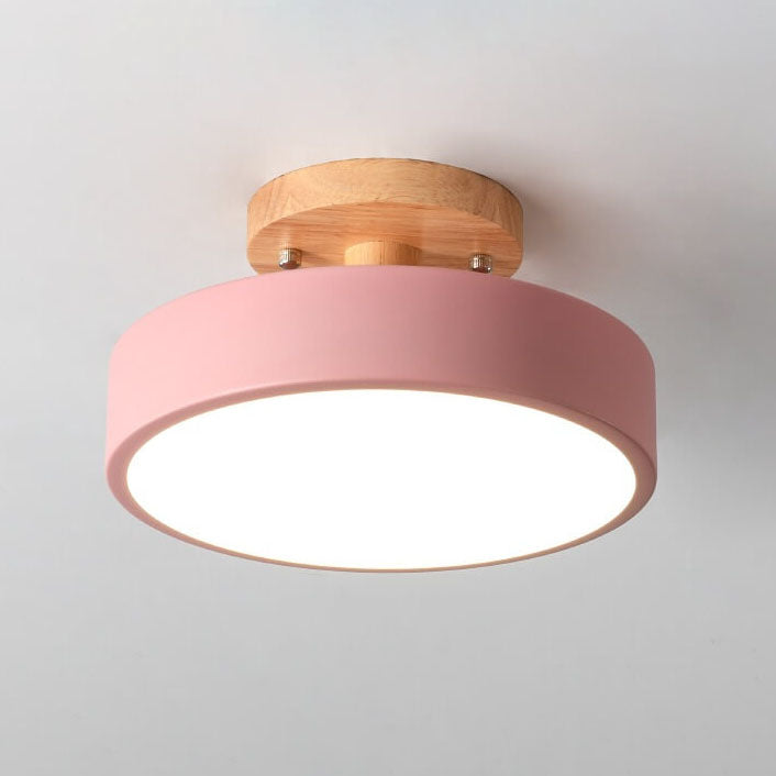 Medium Nordic log ceiling light in pink