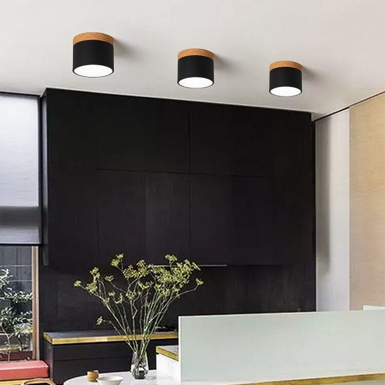 Black macaroon LED flush ceiling light