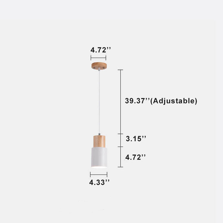 Cylinder pendant light wood accent detail