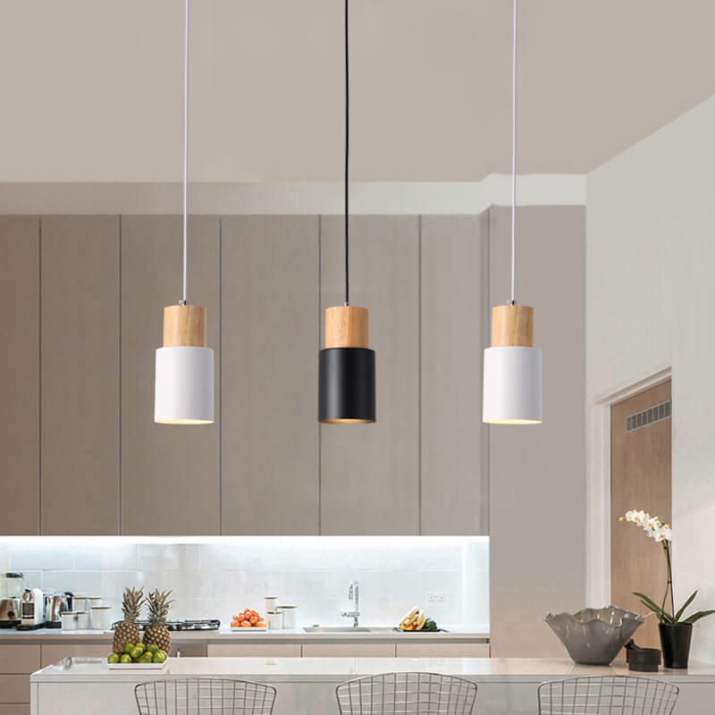 White macaron cylinder mini pendant light
