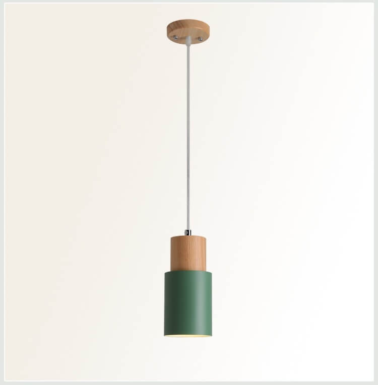 Green macaron cylinder pendant light