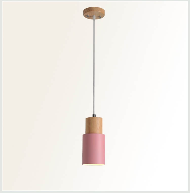 Pink macaron cylinder pendant light