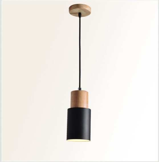 Black cylinder pendant light, side view