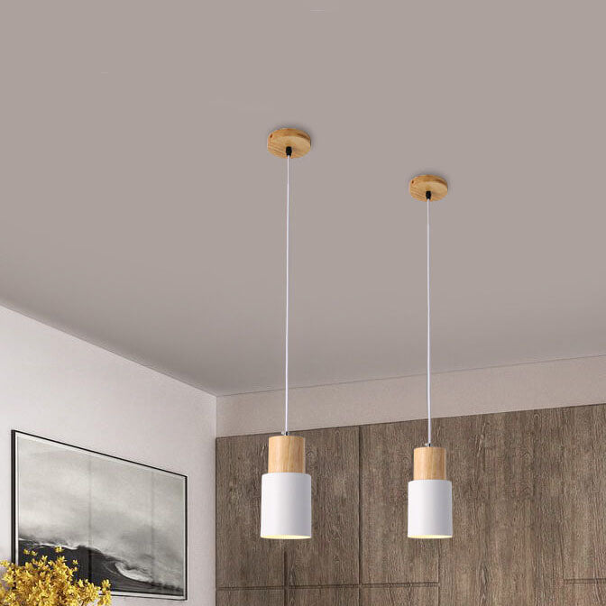 Cylinder pendant lights in a row