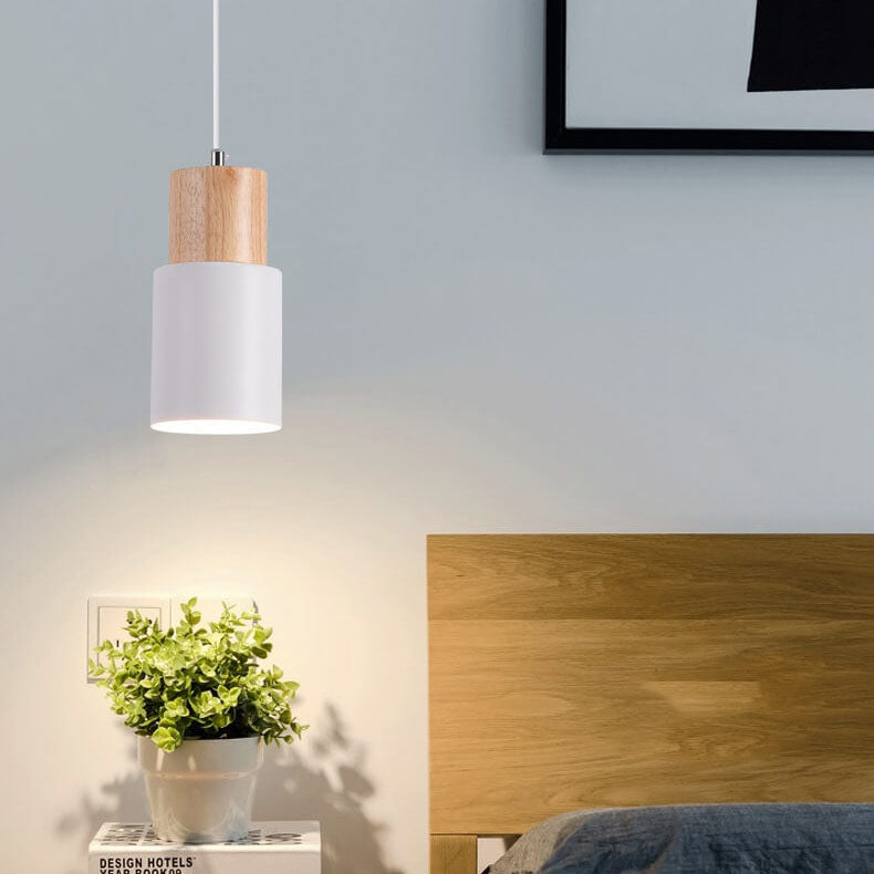 Cylinder pendant light lit