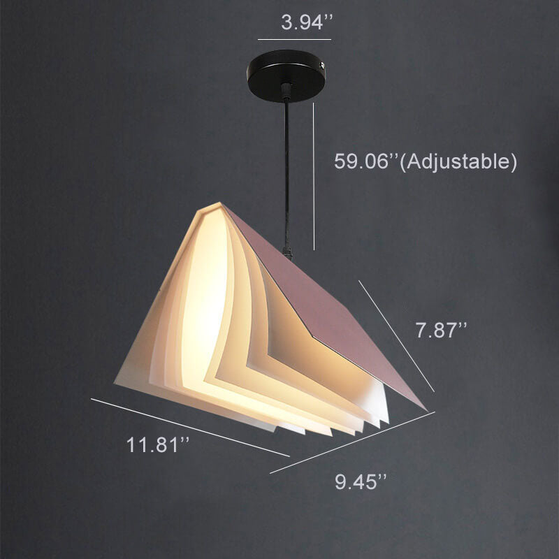 Flying book pendant light detail