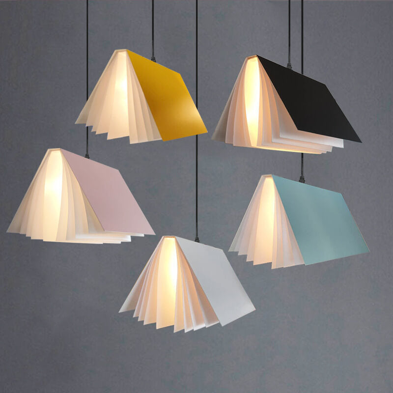 Flying book pendant light colour options