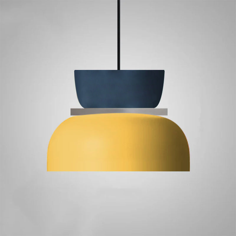 Large macaron pendant in yellow and blue