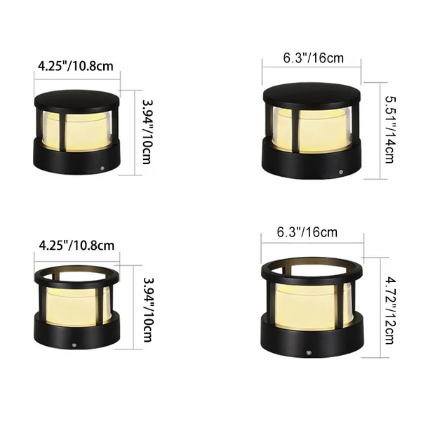 Garden light dimensions, round design