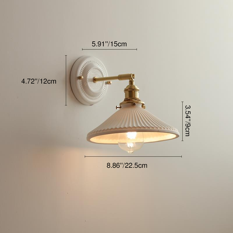 Ceramic wall light dimensions, designs A to F