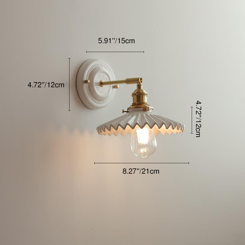 Ceramic wall light dimensions, designs G to K