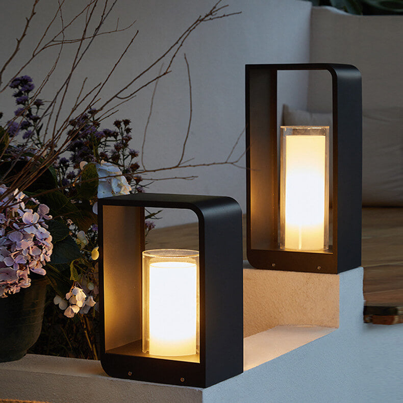 Small hard-wired square garden light